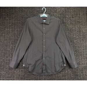 Robert Graham Shirt Mens Large Gray Jacquard Flourish Geomteric Print Designer